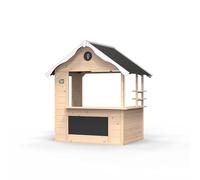 EXIT Toys Maisonnette Hika in legno - Ruota di gioco di ruolo 8 temi, lavagna nera, cassetta delle lettere - capanna per bambini in giardino - a partire da 2 anni - cedro - 111 x 140 x 155 cm