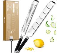 Exitoso Set 2 Grattugia Limone - Grattugia Formaggio Manuale Multifunzione in Acciaio Inox con Manico - Gratta Formaggio e Frutta