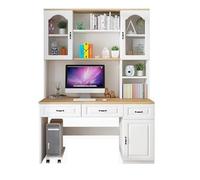 ExkaTe Combinazione di Scrivania e Libreria in Legno Massello per Studio Domestico, Integrata (Colore: Wood+White 120x60x182.5cm)