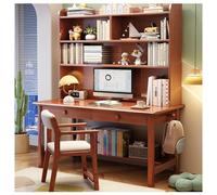ExkaTe Scrivania da Studio Semplice in Legno massello con libreria Integrata, Ideale per l'home Office o l'uso in Camera da Letto (Colore: Noce Nessuna Sedia, Dimensioni: 80x60x190cm)