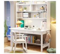 ExkaTe Scrivania da Studio Semplice in Legno massello con libreria Integrata, Ideale per l'uso in Ufficio o in Camera da Letto (Colore: Bianco Senza Sedia, Dimensioni: 80x60x190 cm)