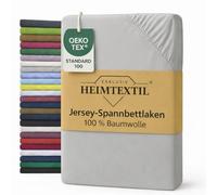 Exklusiv Heimtextil - Lenzuolo con angoli elasticizzati in jersey, 100% cotone, elastico perimetrale, in diverse misure e colori, Öko-Tex Standard 100, 140-160 x 200 cm, colore argento