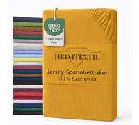 EXKLUSIV HEIMTEXTIL Lenzuolo con angoli elasticizzati in jersey, 90-100 x 200 cm, 100% cotone, certificato Öko-Tex, qualità di marca, altezza materasso fino a 25 cm, curry