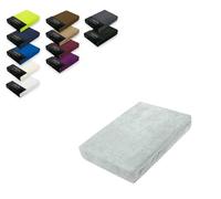 EXKLUSIV HEIMTEXTIL Lenzuolo con angoli in spugna 200 x 220 cm, 80% cotone, 20% poliestere, certificato Öko-Tex, qualità di marca, altezza materasso fino a 35 cm, colore argento