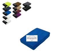 EXKLUSIV HEIMTEXTIL Lenzuolo con angoli in spugna, 200 x 220 cm, 80% cotone, 20% poliestere, certificato Öko-Tex, qualità di marca, altezza materasso fino a 35 cm, blu reale