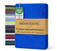 EXKLUSIV HEIMTEXTIL, lenzuolo in spugna 120 x 200 cm, 80% cotone, 20% poliestere, certificato Öko-Tex, qualità del marchio, altezza materasso fino a 25 cm, blu reale