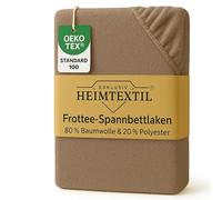 EXKLUSIV HEIMTEXTIL Lenzuolo in spugna 200 x 220 cm 80% cotone, 20% poliestere Certificato Öko-Tex, qualità del marchio, altezza materasso fino a 35 cm, sabbia