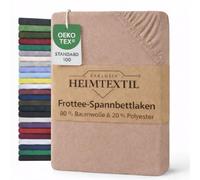 EXKLUSIV HEIMTEXTIL, lenzuolo in spugna con angoli elasticizzati, 200 x 220 cm, 80% cotone, 20% poliestere, certificato Öko-Tex, qualità del marchio, altezza materasso fino a 35 cm, nougat
