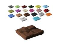 EXKLUSIV HEIMTEXTIL set di asciugamani in tessuto termico con fiocco e cuscino per sedia da giardino o sdraio, Cotone, marrone cioccolato, Seiftuch 4er Set 30 x 30 cm