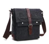 EXKURPOO Borsa messenger Borse a tracolla da uomo d'affari for Borsa a in tela a viaggio casual retrò for ufficio vintage(Black small)