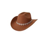 EXKURPOO Cappello Cowboy Spring Summer Western Cowboy Hats Sunblock Sunhat Riding Prairie Leather Jazz Hat Adjustable(Orange)