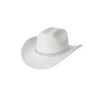 EXKURPOO Cappello Cowboy Spring Summer Western Cowboy Hats Sunblock Sunhat Riding Prairie Leather Jazz Hat Adjustable(White)