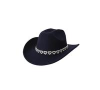 EXKURPOO Cappello Cowboy Spring Summer Western Cowboy Hats Sunblock Sunhat Riding Prairie Leather Jazz Hat Adjustable(Blue)