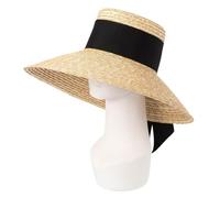 EXKURPOO Cappello da Sole Donna Cappello di Paglia Estivo, Cappello da Spiaggia, Cappello da Sole da Donna, Cappello da Vacanza, Cappello di Paglia A Tesa Larga con Fiocco E Nastro(Color 2)