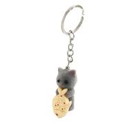 EXKURPOO Portachiavi Charm Backpack Ornament Flocking Flocking Cat Keychain 3D Cat Animals Fuzzy Cat Keyring Kawaii Cute Cat Plush Keychain Car Keys(Grey)