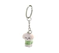 EXKURPOO Portachiavi Charm Backpack Ornament Flocking Flocking Cat Keychain 3D Cat Animals Fuzzy Cat Keyring Kawaii Cute Cat Plush Keychain Car Keys(Green)