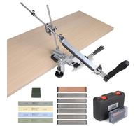 EXLECO 14x Affilacoltelli Professionale con Scatole & 4 Pietre per Affilare & 6 Diamantate, Affila Coltellidi Rotazione di 360°, Knife Sharpener ad Angolo Fisso, Acciaino con Disegno a Morsetto Rapido