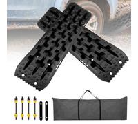 EXLECO 2Pcs Tappetino Trazione Accessori Auto Tavola di Recupero per Piste Offroad Rimorchio Auto Lamiere di Sabbia Accessori Fuoristrada Targhe Antiscivolo Piastre Trazione per Sabbia Neve Fango Nero