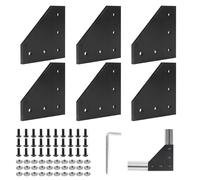 EXLECO 6Pcs Angolare Alluminio Nero, Profilo Alluminio 20x20 Staffe a L di Collegamento Squadrette, con Dadi Chiave Inglese per 6mm Allum Profilo