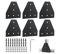 EXLECO 6Pcs Angolare Alluminio Nero, Profilo Alluminio 20x20 Staffe a T di Collegamento Squadrette, con Dadi Chiave Inglese per 6mm Allum Profilo