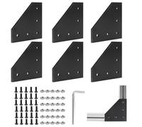 EXLECO 6Pcs Angolare Alluminio Nero, Profilo Alluminio 30x30 Staffe a L di Collegamento Squadrette, con Dadi Chiave Inglese per 7mm Allum Profilo