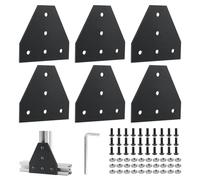 EXLECO 6Pcs Angolare Alluminio Nero, Profilo Alluminio 30x30 Staffe a T di Collegamento Squadrette, con Dadi Chiave Inglese per 7mm Allum Profilo