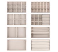 EXLECO 8 vassoi per gioielli 21 * 12,5 cm Organizzatore per gioielli in velluto, estraibile, organizer per gioielli a cassetto, impilabile, portagioie per donne e ragazze, sostituisce anelli