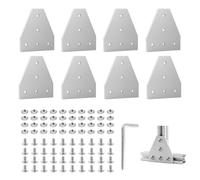 EXLECO 8Pcs Angolare Alluminio Argentata, Profilo Alluminio 40x40 Staffe a T di Collegamento Squadrette, con Dadi Chiave Inglese per 9mm Allum Profilo
