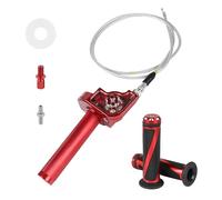 EXLECO Manopola Acceleratore Moto CNC-Allu con Cavo 1,2M & Manopole, Rosso | 22mm Manubrio dell'Acceleratore a Torsione con Anodizzazione, Comando Gas Rapido Moto 50cc-200cc per ATV Quad Pit Dirt Bike