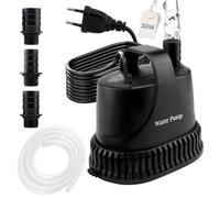 EXLECO Mini Pompa Acqua Submersible 2000L/H 30W, Piccola Acquario Pompa Immersione 230V, Pompa Dell'acqua Sporca Irrigazione Giardini con cavo da 2M, 2 Ugelli, per Fontana Giardino Laghetto