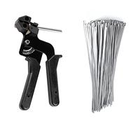 EXLECO Pistola per Fascette in Acciaio Inox con 100 Fascette Stringicavo 4,6 x 300mm, Attrezzo per Fascette per Fascette, Pistola per Avvolgimento in Metallo, Pinza per Fascette con Funzione di taglio