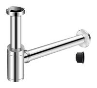 EXLECO Sifone 1 1/4" x Ø 32 mm in acciaio inox, chiusura antiodore regolabile, sifone tubolare universale cromato, chiusura antiodore per lavabo da bagno