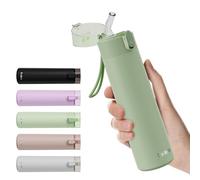 Exllena Borraccia Piccolo con Cannuccia 270ml, Bevi con Una Sola Mano, Thermos Piccolo A Tenuta Stagna - Doppia Parete Inox, Ideale per Caffè, Palestra e Viaggi (Verde Foglia)
