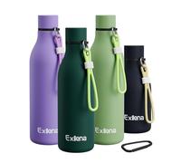 Exllena Borraccia Termica 500 ml con Cavo di Trasporto - 100% A Tenuta Stagna - Borraccia 750ml/500m/350ml Acciaio Inox a Doppia Parete - Mantieni Freddo/Caldo - Senza BPA(Verde Bosco)