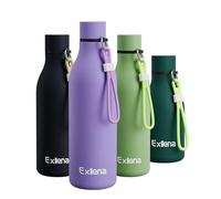Exllena Borraccia Termica 750 ml con Cavo di Trasporto - 100% A Tenuta Stagna - Borraccia 750ml/500m/350ml Acciaio Inox a Doppia Parete - Mantieni Freddo/Caldo - Senza BPA(Viola)