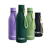 Exllena Borraccia Termica 750 ml con Cavo di Trasporto - 100% A Tenuta Stagna - Borraccia 750ml/500m/350ml Acciaio Inox a Doppia Parete - Mantieni Freddo/Caldo - Senza BPA(Verde Bosco)