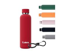 Exllena Borraccia termica da 500 ml con clip, a doppia parete, mantiene le bevande fredde per 24 ore/calde per 12 ore, in acciaio inox, senza BPA, colore: rosso