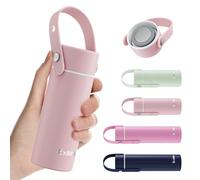 Exllena Borraccia Termica Piccola 200ml con Manico Regolabile- Mini Borraccia Termica con Coperchio in Acciaio Inox - Design Compatto e Portatile - Ideale per Sport, Viaggi e Bambini(Rosa Pastello)