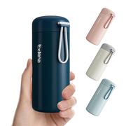 Exllena Borraccia Termica Piccola 300 ml, Borraccia Piccola da Borsetta con Manico Portatile, Mini Borraccia A Tenuta Stagna per Caffè e Latte(Blu Scuro)