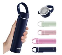 Exllena Borraccia Termica Piccola 300ml con Manico Regolabile- Mini Borraccia Termica con Coperchio in Acciaio Inox - Design Compatto e Portatile - Ideale per Sport, Viaggi e Bambini(Blu Scuro)