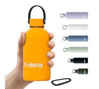 Exllena Borraccia Termica Piccola 350ml con Maniglia e Moschettone - Mini Borraccia Mantenere Calore/Freddo - Senza BPA - 100% A Tenuta Stagna per Escursioni, Campeggio, Viaggi...(Mango)