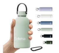 Exllena Borraccia Termica Piccola 350ml con Maniglia e Moschettone - Mini Borraccia Mantenere Calore/Freddo - Senza BPA - 100% A Tenuta Stagna per Escursioni, Campeggio, Viaggi...(Verde Latte)