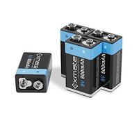 Exmate 9V Batterie Ricaricabili da 800mAh,Batteria 6F22 9V Ricaricabile per dispositivi domestici intelligenti, rilevatori di fumo, rilevatori di incendio (4 pezzi)