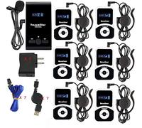 EXMAX ATG-100T 195MHz Wireless Tour Guide System Cuffie Trasmissione Vocale Per Traduzione Simultanea Chiesa Traduttore Interpretazione Attrezzature Insegnamento Conferenza Viaggio (1 Trasmettitore 6