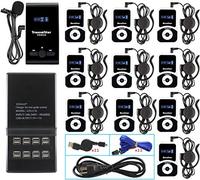EXMAX® ATG-100T 195MHz Wireless Tour Guide System Voice Transmission Microfono Auricolare Auricolare per Chiesa Traduzione Silenziosa Conferenza Viaggi Traning (1 Trasmettitore 10 Ricevitori Base di