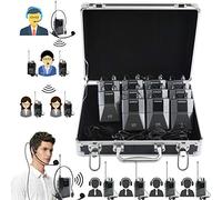 EXMAX EX-938 - Cuffie wireless per microphone Tour Guide System Interpreter Translator in Your Ear for Church Translation Simultaneous Interpretation (1 trasmettitore, 10 ricevitori e custodia di