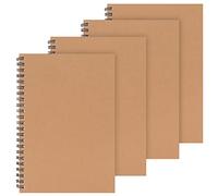 exmygboy 4 Packs Spiral Notepad A5 Kraft Cover Notebooks Bulk Journals, Kraft Notebooks 8.25 x 5.55 inch 100 Pages/ 50 Sheets Lined Paper Perfect for Travel School