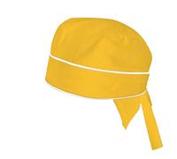 EXNER Bandana da cucina, cappello, taglia unica, regolabile, per cuoco, pasticceria, pasticceria, 100% cotone, colore: Pepita a strisce, bianco, Giallo, taglia unica
