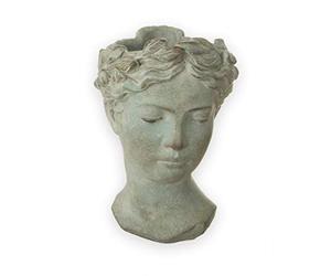 Exner VALO, Vaso per piante a forma di testa di donna, in ceramica, stile classico, colore: grigio