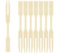 EXNIMA, 50, 100 O 300 Forchette di bambù, Forchette in bambù Biologico A Due Rebbi, Spiedino per Alimenti da 9 Cm, Spiedino per Antipasti E Tartine, per Mangiare, Barbecue, Panini, Feste.